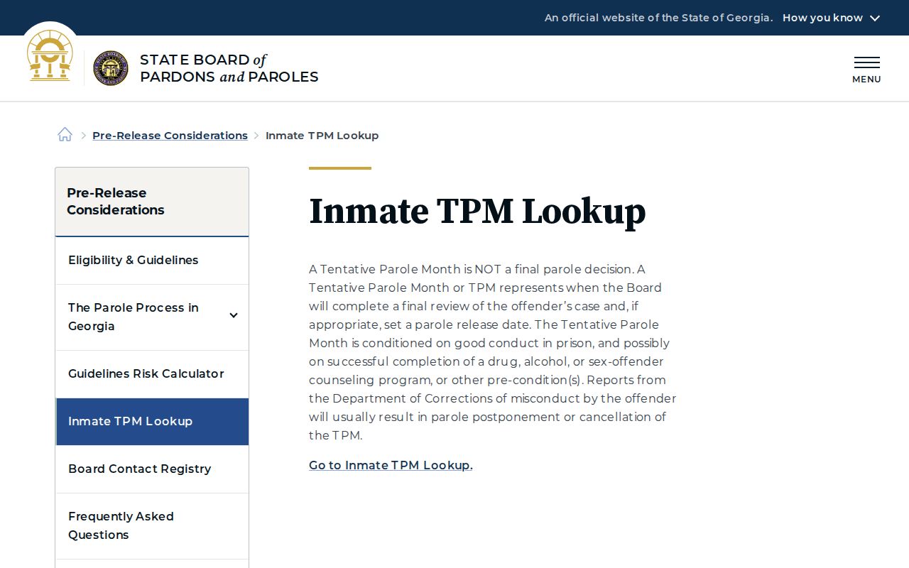 Montgomery County release date lookup on Georgia TPM page