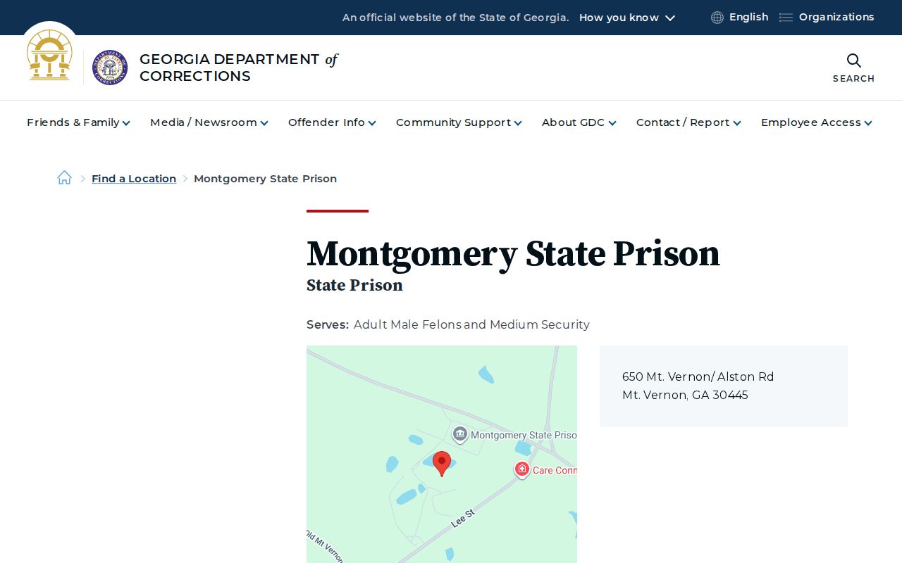Montgomery State Prison official GDC offender-release source